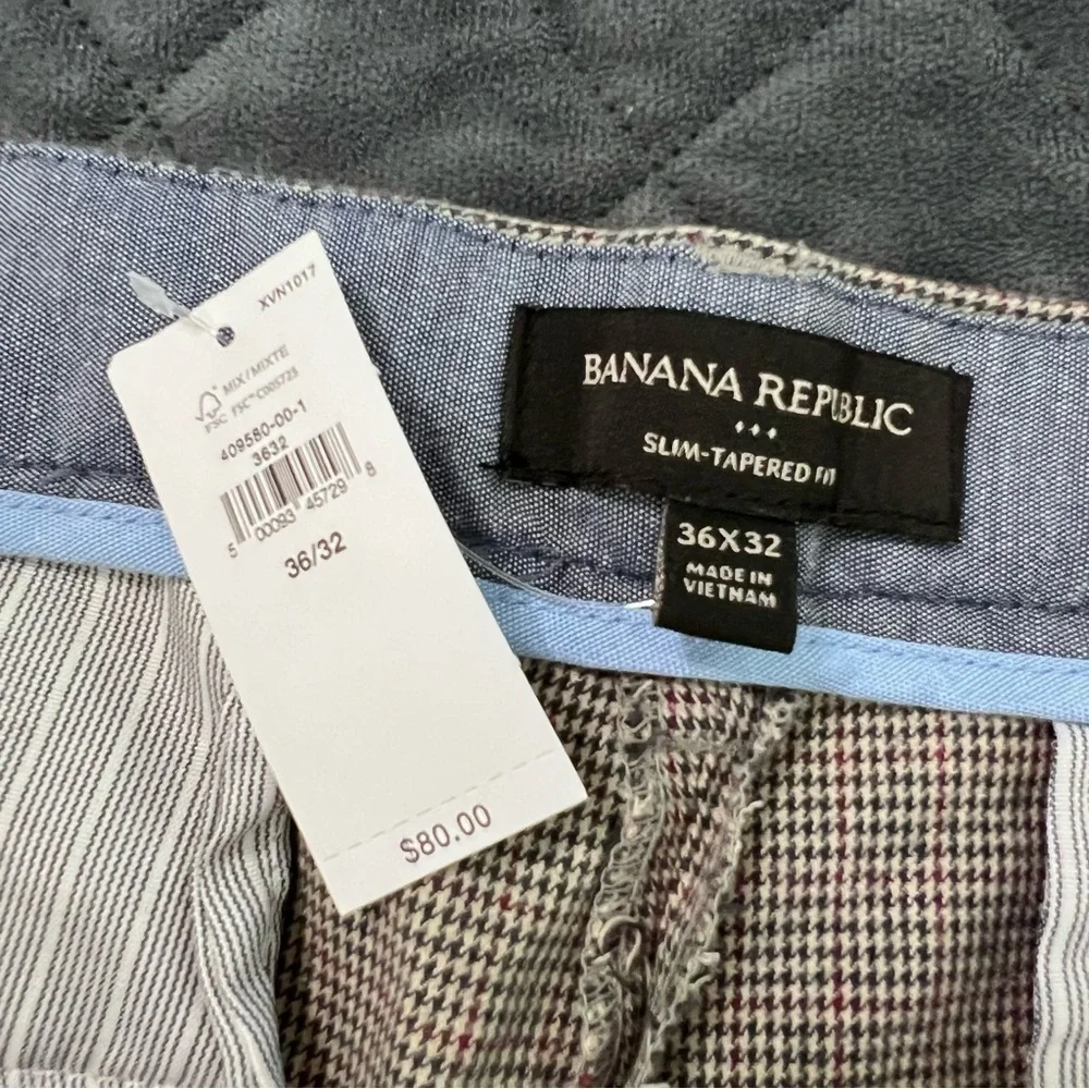 Banana Republic Pants Men 36 / 32 Slim Tapered Houndstooth Tan Black B28